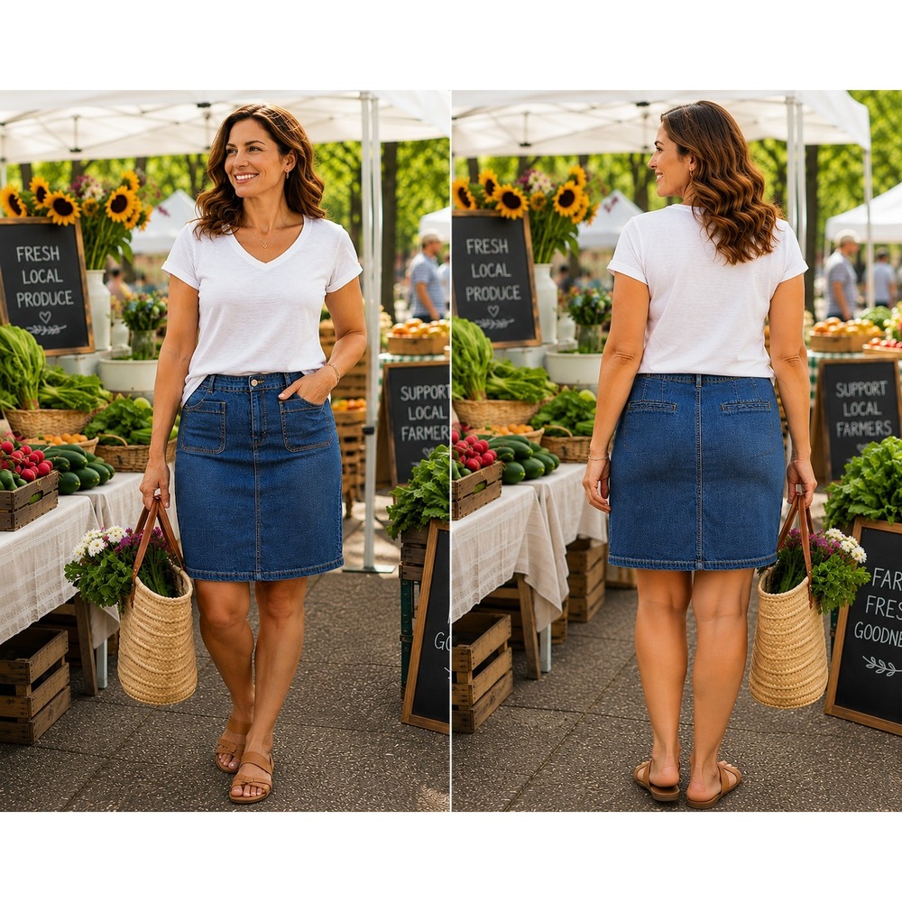 J Jill Denim Jean Skirt Size 16 Blue Stretch Knee Length Casual Classic Capsule